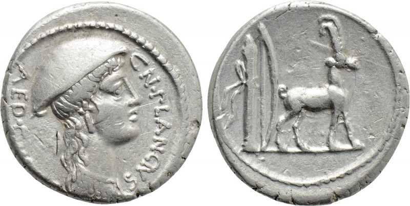 CN. PLANCIUS. Denarius (55 BC). Rome. 

Obv: CN PLANCIVS / AED CVR SC. 
Head ...