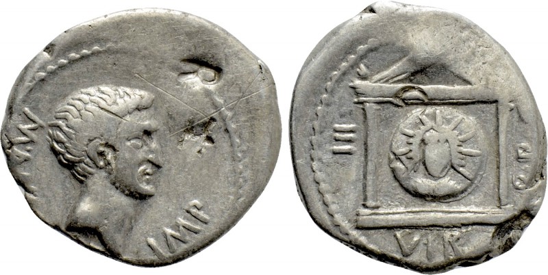 MARK ANTONY. Denarius (42 BC). Military mint traveling with Antony in Greece. 
...