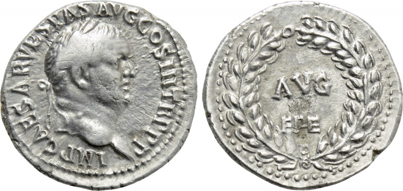 VESPASIAN (69-79). Denarius. Ephesus. 

Obv: IMP CAESAR VESPAS AVG COS III TR ...