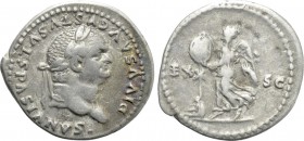 DIVUS VESPASIAN (Died 79). Denarius. Rome. "Judaea Capta" commemorative. Struck under Titus.