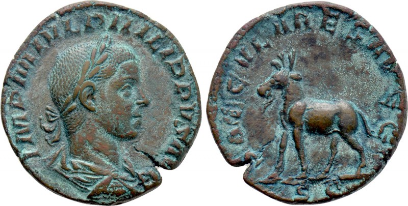 PHILIP II (247-249). Sestertius. Rome.

Obv: IMP M IVL PHILIPPVS AVG.
Laureat...