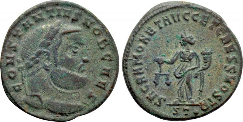 CONSTANTIUS I (Caesar, 293-305). Follis. Ticinum. 

Obv: CONSTANTIVS NOB CAES....