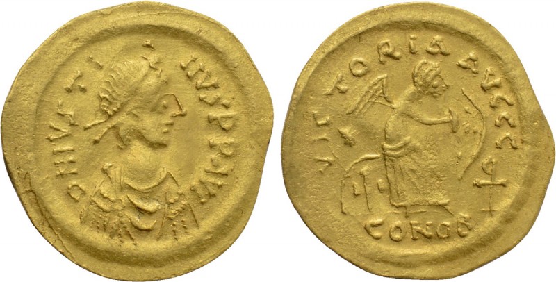 JUSTIN II (565-578). GOLD Semissis. Constantinople. 

Obv: D N IVSTINVS P P AV...