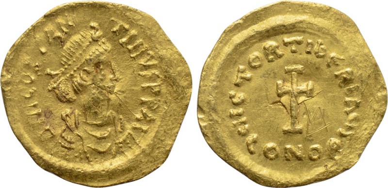 TIBERIUS II CONSTANTINE (578-582). GOLD Tremissis. Constantinople. 

Obv: D N ...