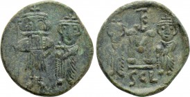 CONSTANS II with CONSTANTINE IV, HERACLIUS and TIBERIUS (641-668). Follis. Syracuse.