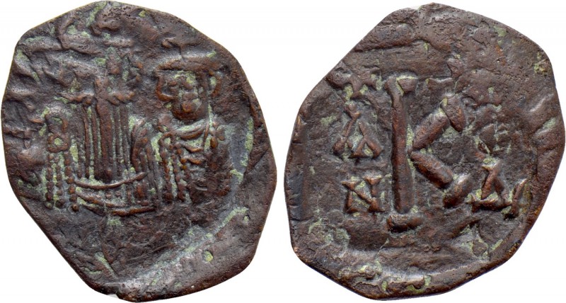 CONSTANS II with CONSTANTINE IV (641-668). Half Follis. Syracuse. Dated IY 4 (66...