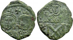 CONSTANTINE V COPRONYMUS with LEO IV and LEO III (741-775). Follis. Constantinople.