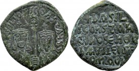 BASIL I THE MACEDONIAN with CONSTANTINE (867-886). Follis. Constantinople (or uncertain provincial mint?).
