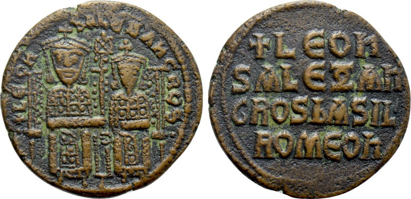 LEO VI THE WISE with ALEXANDER (886-912). Follis. Constantinople. 

Obv: + LЄO...