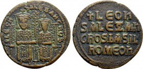 LEO VI THE WISE with ALEXANDER (886-912). Follis. Constantinople.