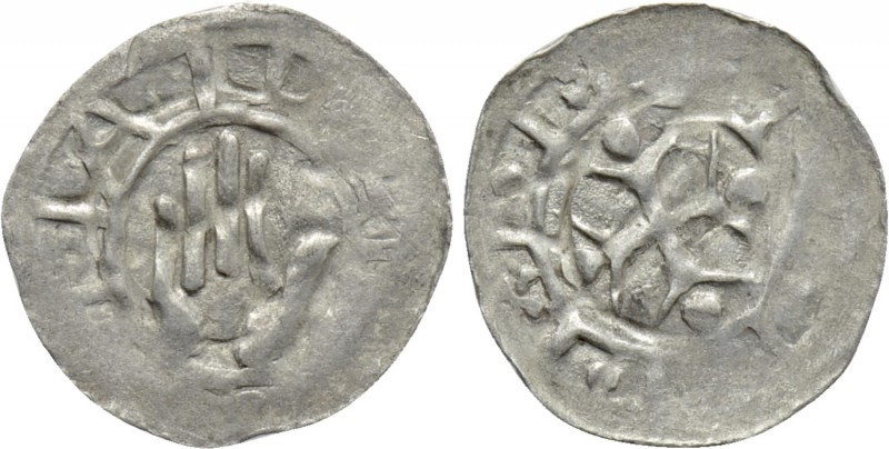 GERMANY. Hall in Schwaben. Pfennig (14th century). 

Obv: Facing hand.
Rev: S...