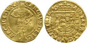 HOLY ROMAN EMPIRE. Charles (Archduke of Inner Austria, 1564-1590). GOLD Ducat (1590). Klagenfurt.