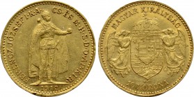 HUNGARY. Franz Josef I (1848-1916). GOLD 10 Korona (1912-KB). Kremnitz.