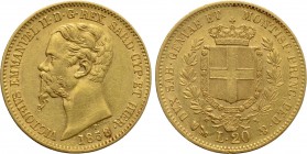 ITALY. Sardegna. Vittorio Emanuele II (1849-1861). GOLD 20 Lire (1858-P). Genova.