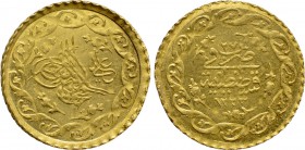 OTTOMAN EMPIRE. Mahmud II (AH 1223-1255 / 1808-1839 AD). GOLD Onluk Cedid Mahmudiye. Qustantiniya (Constantinople) mint. Dated AH 1223//27 (1835 AD).