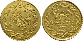 OTTOMAN EMPIRE. Mahmud II (AH 1223-1255 / 1808-1839 AD). GOLD Yirmilik Cedid Mahmudiye. Qustantiniya (Constantinople) mint. Dated AH 1223//28 (1836 AD...