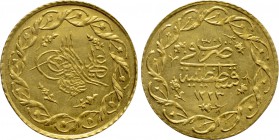 OTTOMAN EMPIRE. Mahmud II (AH 1223-1255 / 1808-1839 AD). GOLD Yirmilik Cedid Mahmudiye. Qustantiniya (Constantinople) mint. Dated AH 1223//30 (1838 AD...