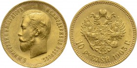 RUSSIA. Nicholas II (1894-1917). GOLD 10 Roubles (1903-AP). St. Petersburg.