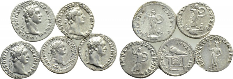 5 denari of the Flavians. 

Obv: .
Rev: .

. 

Condition: See picture.
...