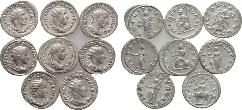 8 antoniniani. 

Obv: .
Rev: .

. 

Condition: See picture.

Weight: g....