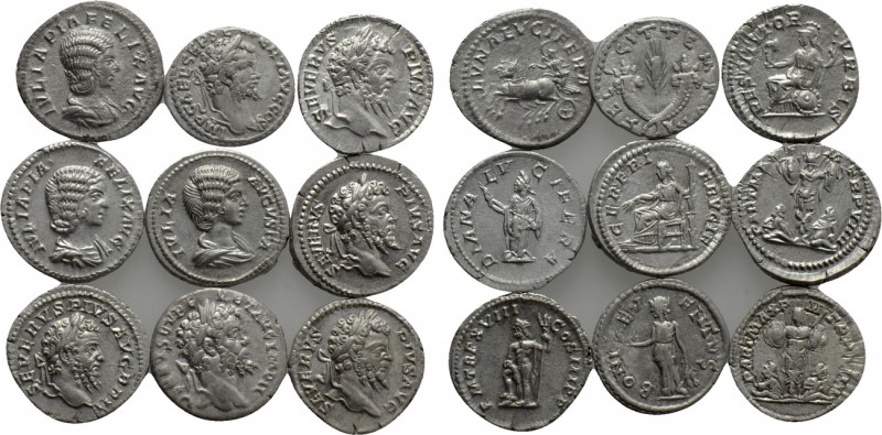 8 Coins of Septimius Severus and Julia Domna. 

Obv: .
Rev: .

. 

Condit...