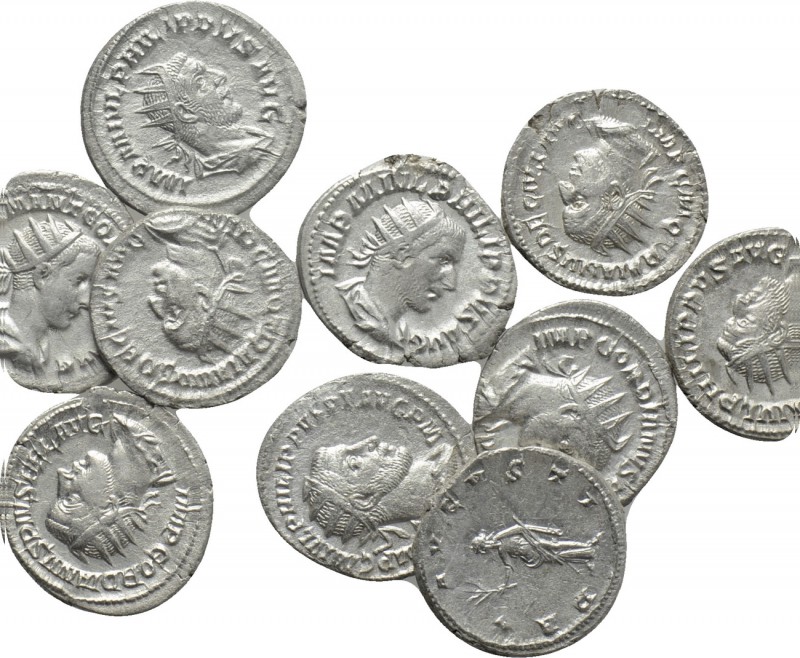 10 antoniniani. 

Obv: .
Rev: .

. 

Condition: See picture.

Weight: g...