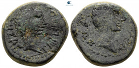 Macedon. Thessalonica. Tiberius, with Divus Augustus AD 14-37. Bronze Æ
