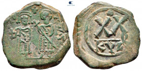 Phocas, with Leontia AD 602-610. Cyzicus. Half Follis or 20 Nummi Æ
