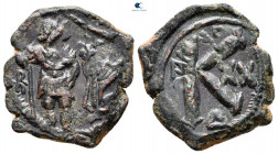 Heraclius with Heraclius Constantine AD 610-641. Constantinople. Half Follis or 20 Nummi Æ