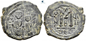 Heraclius with Heraclius Constantine AD 610-641. Thessalonica. Follis Æ