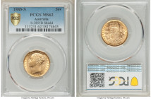 Victoria gold "Shield" Sovereign 1885-S MS62 PCGS, Sydney mint, KM6, S-3855B. An aurous exemplar with sharp devices and pleasing luster. AGW 0.2355 oz...