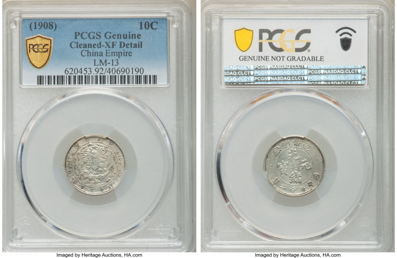 Kuang-hsü 10 Cents ND (1908) XF Details (Cleaned) PCGS, Tientsin mint, KM-Y12, L...