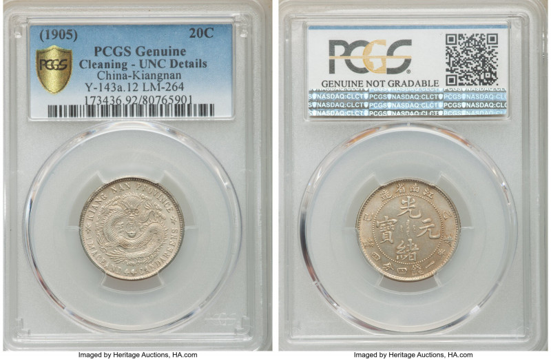 Kiangnan. Kuang-hsü 20 Cents CD 1905 UNC Details (Cleaning) PCGS, Nanking mint, ...