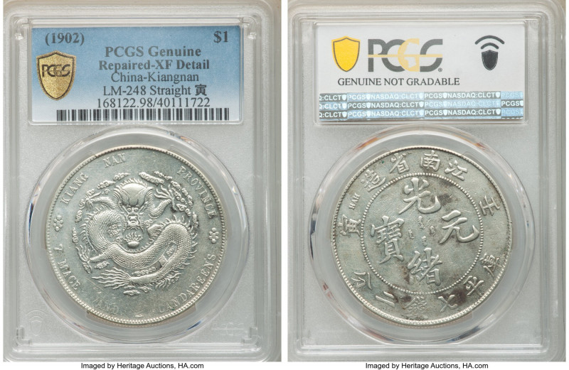 Kiangnan. Kuang-hsü Dollar CD 1902 XF Details (Repaired) PCGS, Nanking mint, KM-...