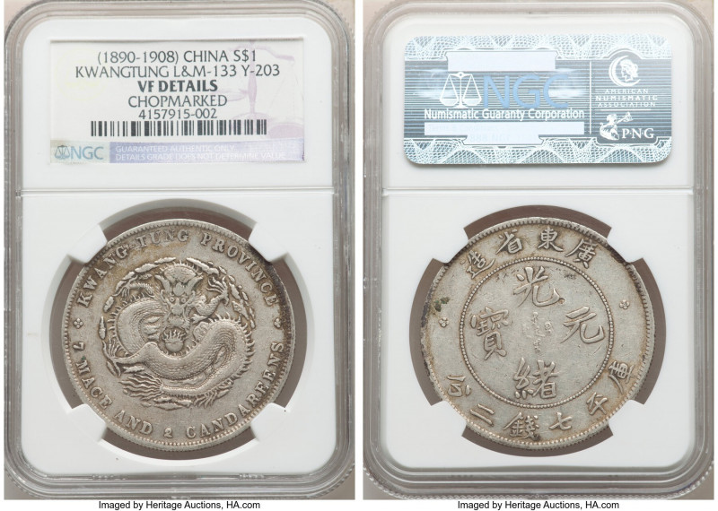 Kwangtung. Kuang-hsü Dollar ND (1890-1908) VF Details (Chopmarked) NGC, Kwangtun...