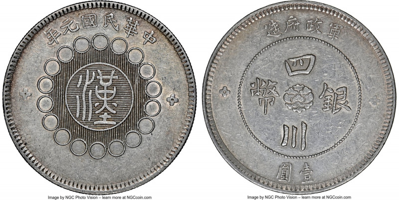 Szechuan. Republic Dollar Year 1 (1912) AU58 NGC, KM-Y456, L&M-366. Gently circu...