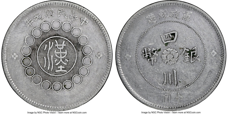 Szechuan. Republic Dollar Year 1 (1912) AU Details (Cleaned) NGC, KM-Y456, L&M-3...