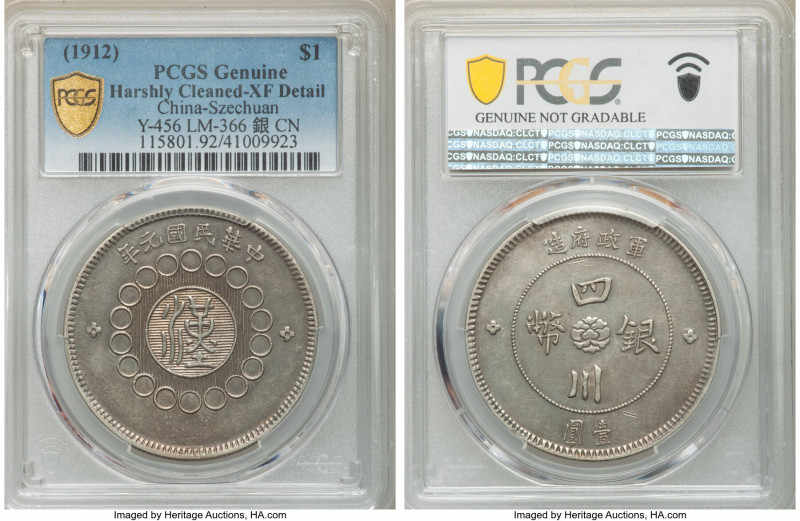 Szechuan. Republic Dollar Year 1 (1912) XF Details (Harshly Cleaned) PCGS, KM-Y4...