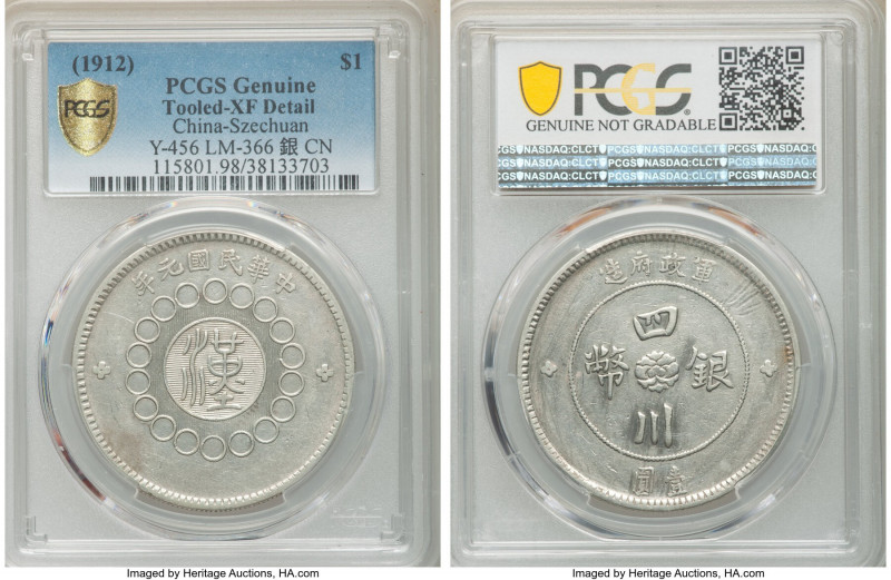 Szechuan. Republic Dollar Year 1 (1912) XF Details (Tooled) PCGS, KM-Y456, L&M-3...