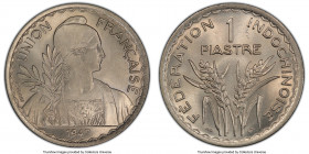French Colony Piastre 1947-(a) MS66 PCGS, Paris mint, KM32.2, Lec-320. Reeded edge. The last crown of the colony, and highly lustrous with some faint ...
