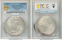 Edward VII Trade Dollar 1910-B UNC Details (Scrape) PCGS, Bombay mint, KM-T5, Prid-20. Decorated in undiminished luster near areas of noted scraping, ...