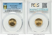 British Colony. Elizabeth II nickel-brass Specimen 20 Cents 1982 SP67 PCGS, KM36. Brilliant golden surfaces populate this pleasing coin. Ex. Kings Nor...