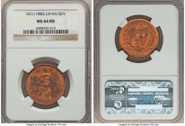 Meiji Sen Year 21 (1888) MS64 Red and Brown NGC, KM-Y17.2. Most attractive with notable red and sparkling coppery luster.

HID09801242017

© 2020 Heri...