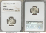 Meiji 10 Sen Year 30 (1897) MS64 NGC, KM-Y23. A wholly pleasing representative preserved near Gem Mint State with semi-Prooflike appearances. 

HID098...