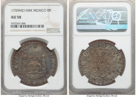 Ferdinand VI 8 Reales 1759 Mo-MM AU58 NGC, Mexico City mint, KM104.2, Cal-495. Borderline Mint State preservation abounds this milled 8 Reales, posses...
