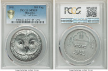 Republic 3-Piece Lot of Certified 500 Tugrik PCGS, 1) "Ural Owl Silver" 500 Tugrik 2011 - MS69, KM309 2) "Campbell's Dwarf Hamster" 500 Tugrik 2015 - ...