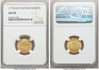 Charles III gold Escudo 1779/6 M-PJ AU58 NGC, Madrid mint, cf. KM416.1 (overdate unlisted), Cal-Unl. A scintillating specimen exhibiting an exceedingl...