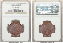 British Colony. Edward VII Cent 1903 MS65 Brown NGC, KM19. A lustrous gem that displays strong traces of residual mint-red and electric-blue tone. Tie...