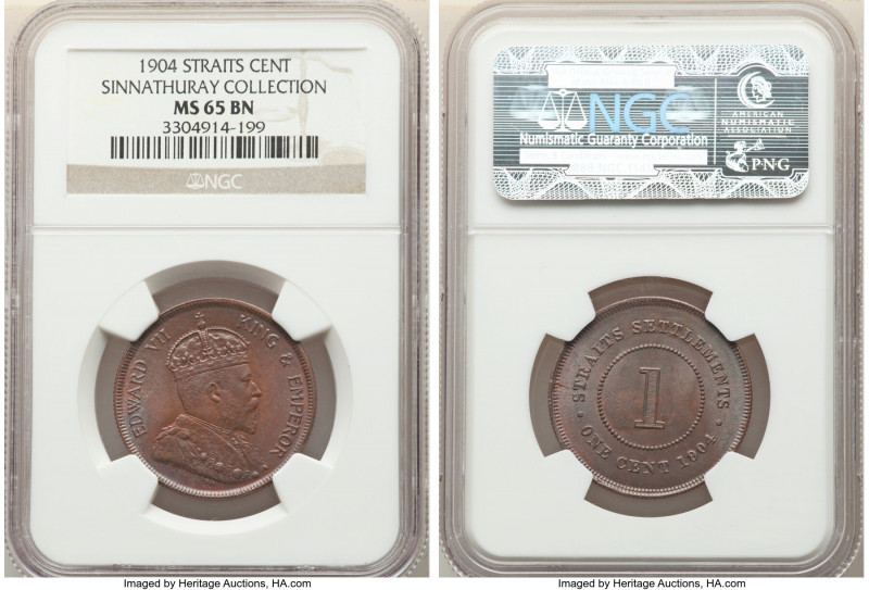 British Colony. Edward VII Cent 1904 MS65 Brown NGC, KM19. Highly glossy and exc...