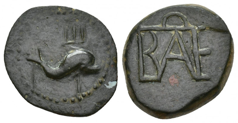Greek Coins
KINGS OF BOSPOROS. Polemo I, circa 14/3-10/9 BC. Ae Dolphin right ov...